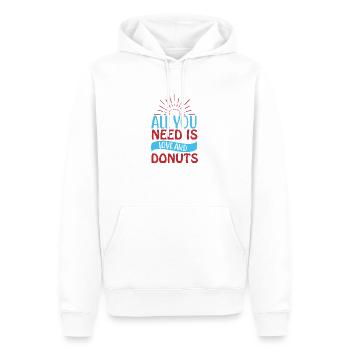 Alles was Sie brauchen ist Liebe und Donuts - Männer Premium Bio Hoodie - Weiß - Vorne - Nico (187cm)