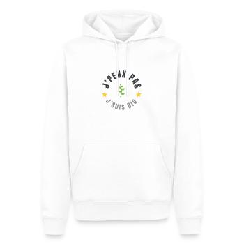je peux pas je suis bio - Sweat à capuche Premium bio Homme - blanc - Devant - Nico (187cm)