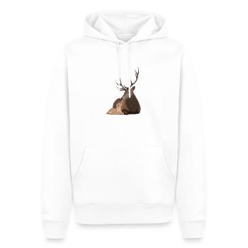 Papa Hirsch und sein Kitz - Männer Premium Bio Hoodie - Weiß - Vorne - Nico (187cm)