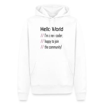 Hallo Welt, mein neuer Programmierer - Männer Premium Bio Hoodie - Weiß - Vorne - Nico (187cm)