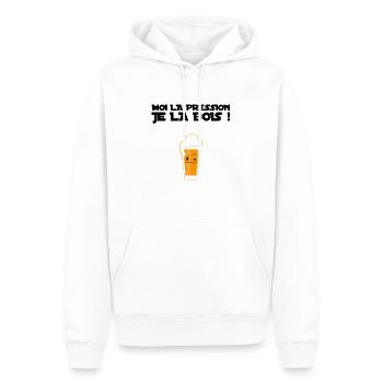 Moi la pression je la bois! - Sweat à capuche Premium bio Homme - blanc - Devant - Nico (187cm)