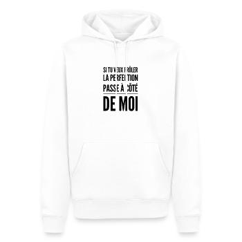 Perfection humour - Sweat à capuche Premium bio Homme - blanc - Devant - Nico (187cm)