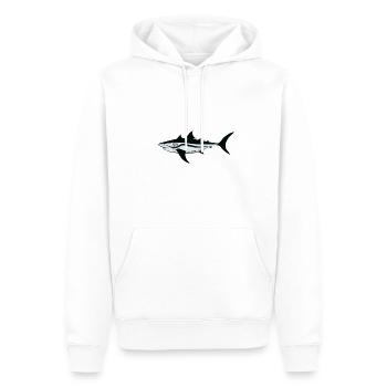 Requin mégalodon - requin dino - Sweat à capuche Premium bio Homme - blanc - Devant - Nico (187cm)