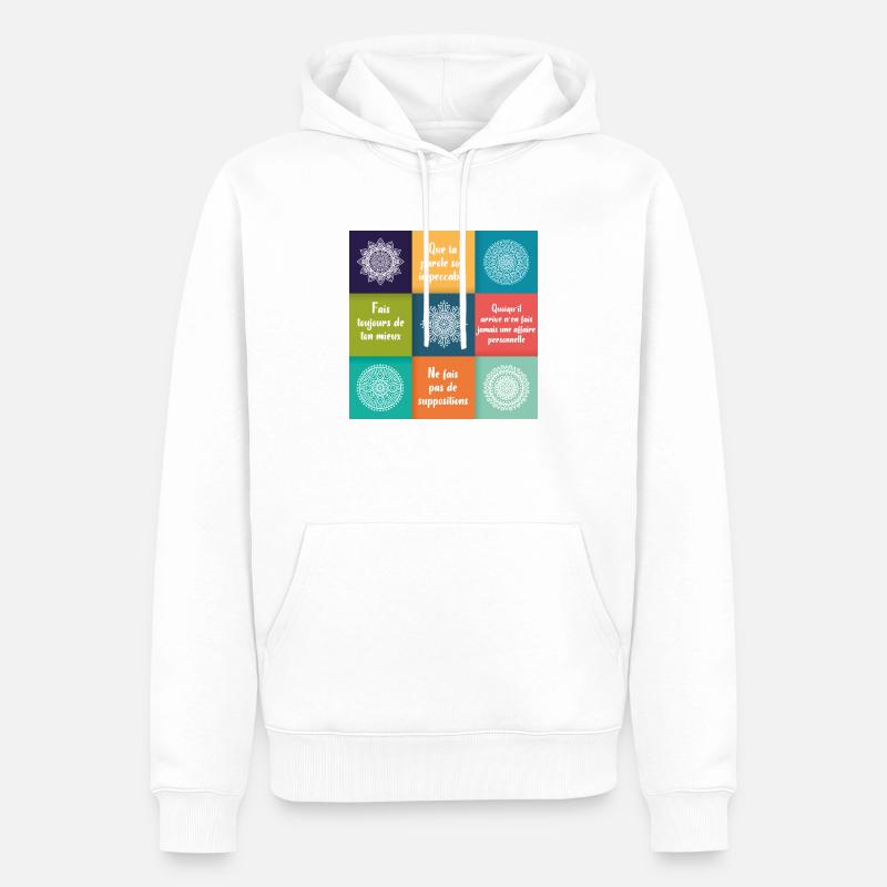 4 ACCORDS TOLTEQUES - Sweat à capuche Premium bio Homme - blanc