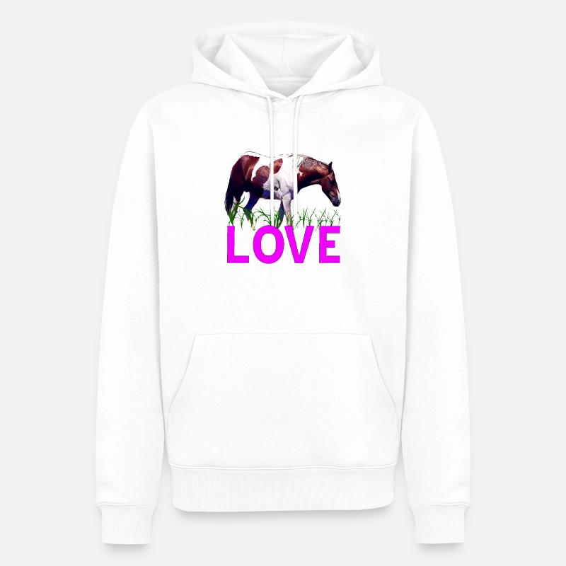 Cheval - Sweat à capuche Premium bio Homme - blanc