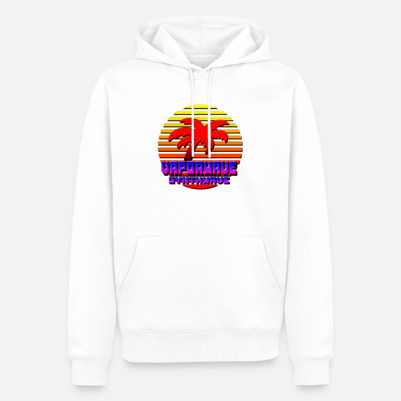 Vaporwave Synthwave - Sweat à capuche Premium bio Homme - blanc