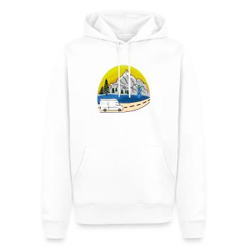 VAN LIFEVAN LIFE VANLIFER NOMADS - Männer Premium Bio Hoodie - Weiß - Vorne - Nico (187cm)