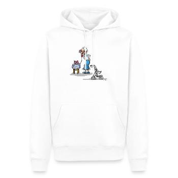 Grand-mère au téléphone - Sweat à capuche Premium bio Homme - blanc - Devant - Nico (187cm)