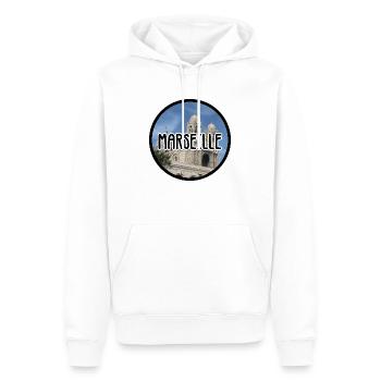 Marseille La Major - Sweat à capuche Premium bio Homme - blanc - Devant - Nico (187cm)