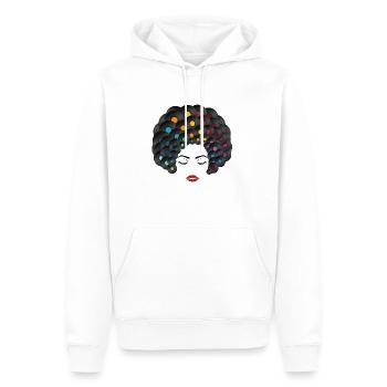 Reine du vinyle - Sweat à capuche Premium bio Homme - blanc - Devant - Nico (187cm)