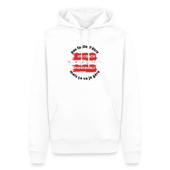 Pas facile d'être un coach aussi formidable mais - Sweat à capuche Premium bio Homme - blanc - Devant - Nico (187cm)