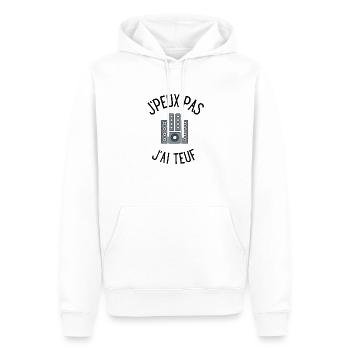 J'peux pas j'ai teuf - Sweat à capuche Premium bio Homme - blanc - Devant - Nico (187cm)