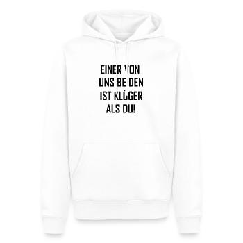 einer von uns beiden ist klüger als du - Männer Premium Bio Hoodie - Weiß - Vorne - Nico (187cm)