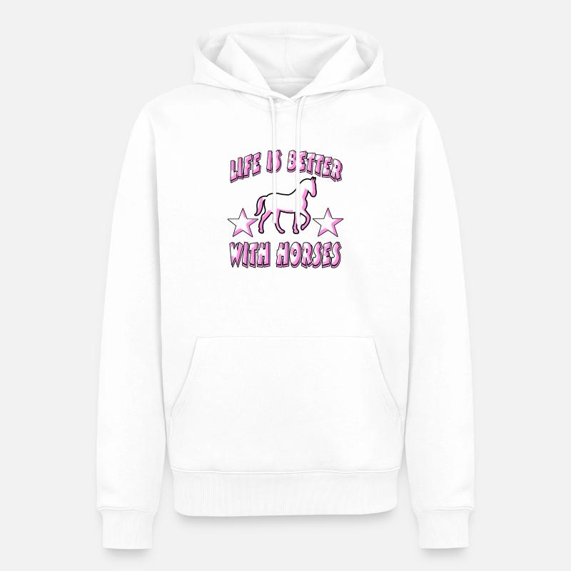 Pferd - Männer Premium Bio Hoodie - Weiß