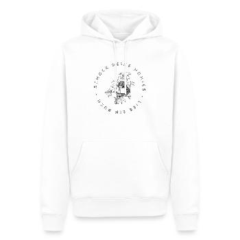 Schock deine Homies - lies ein Buch - Männer Premium Bio Hoodie - Weiß - Vorne - Nico (187cm)