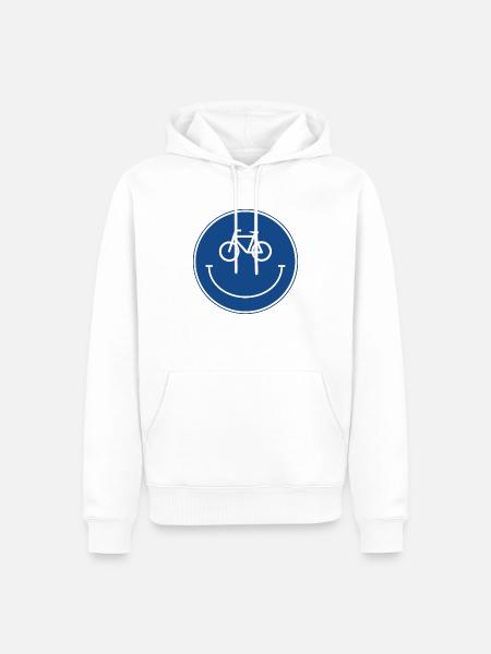 Fahrrad - Smile Emoji Verkehrszeichen Z 237 - Männer Premium Bio Hoodie - Weiß