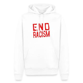 END RACISM - Rassismus beenden - Männer Premium Bio Hoodie - Weiß - Vorne - Nico (187cm)