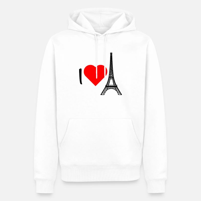 Ich liebe den Eiffelturm. - Männer Premium Bio Hoodie - Weiß