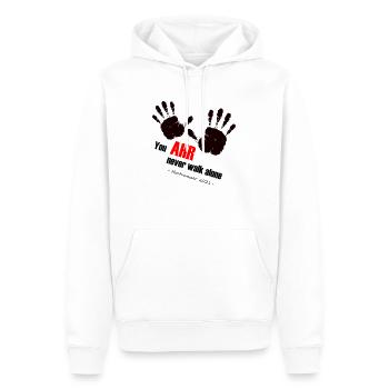 We AHR together | Ahrtal Hochwasser SolidAHRität - Männer Premium Bio Hoodie - Weiß - Vorne - Nico (187cm)