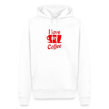 Ich liebe meinen Kaffee - Männer Premium Bio Hoodie - Weiß - Vorne - Nico (187cm)