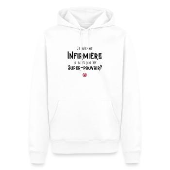 Je suis infirmière c'est quoi ton super-pouvoir - Sweat à capuche Premium bio Homme - blanc - Devant - Nico (187cm)