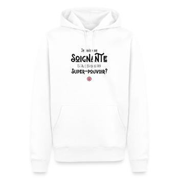Jes suis soignante quel est ton super-pouvoir - Sweat à capuche Premium bio Homme - blanc - Devant - Nico (187cm)