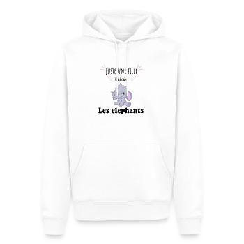 Juste une fille qui aime les éléphants - Sweat à capuche Premium bio Homme - blanc - Devant - Nico (187cm)