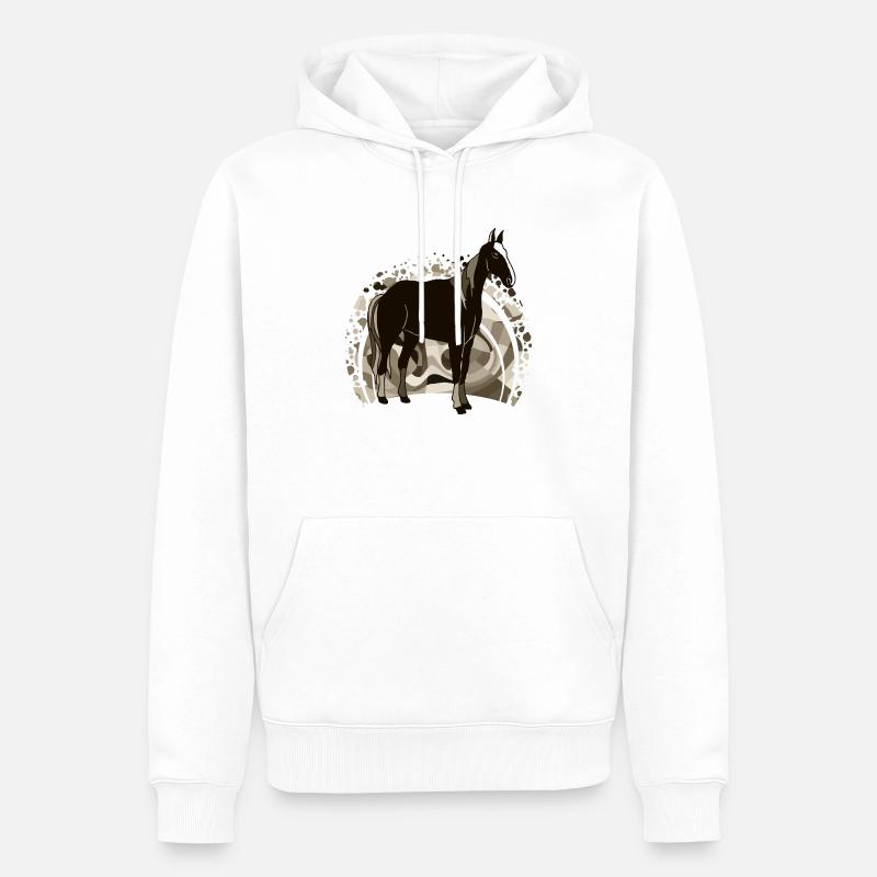 Cheval - Sweat à capuche Premium bio Homme - blanc
