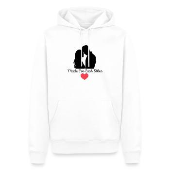 made for each other - cadeau couple - original - Sweat à capuche Premium bio Homme - blanc - Devant - Nico (187cm)