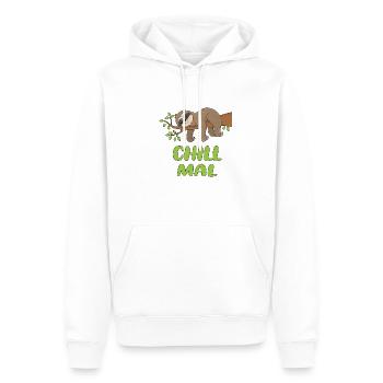 Chill Mal - Faultier auf einem Ast! - Männer Premium Bio Hoodie - Weiß - Vorne - Nico (187cm)