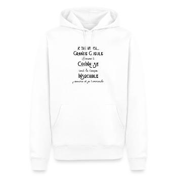 je suis un peu grande gueule citation humour - Sweat à capuche Premium bio Homme - blanc - Devant - Nico (187cm)