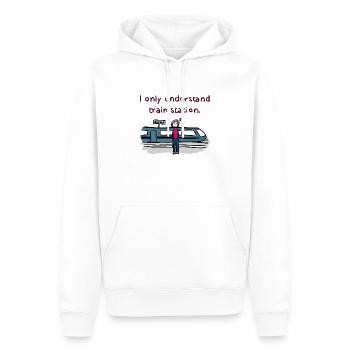 Spruch only understand train station Denglisch - Männer Premium Bio Hoodie - Weiß - Vorne - Nico (187cm)