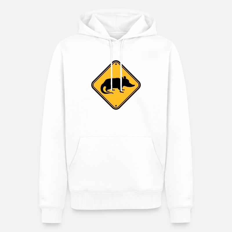 Opossum Gefahr Schild - Männer Premium Bio Hoodie - Weiß