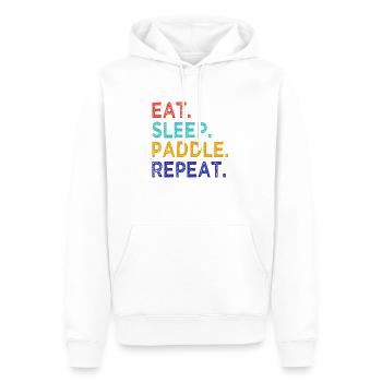 Eat Sleep Paddle Repeat - Sport - Paddling - Men’s Premium Organic Hoodie - white - Front - Nico (187cm)