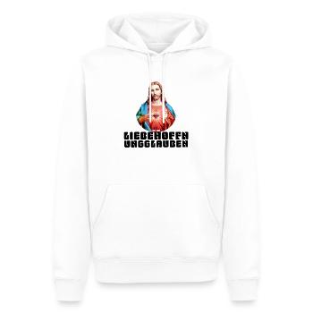 CROIRE EN L’AMOUR | Mon Dieu - Sweat à capuche Premium bio Homme - blanc - Devant - Nico (187cm)