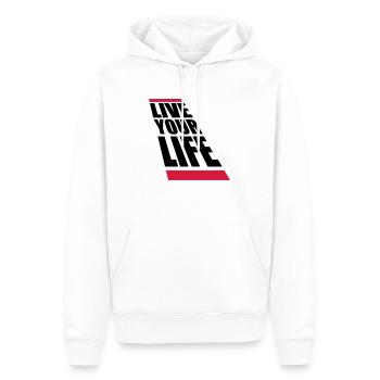 Live Your Life - Männer Premium Bio Hoodie - Weiß - Vorne - Nico (187cm)