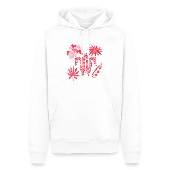 tortue rouge et fleurs - Sweat à capuche Premium bio Homme - blanc - Devant - Nico (187cm)