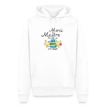 Merci maître pour cette annéee en ta compagnie - Sweat à capuche Premium bio Homme - blanc - Devant - Nico (187cm)