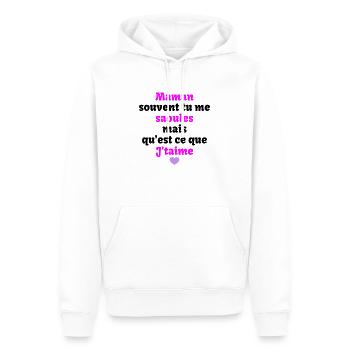 j't'aime Maman - Sweat à capuche Premium bio Homme - blanc - Devant - Nico (187cm)