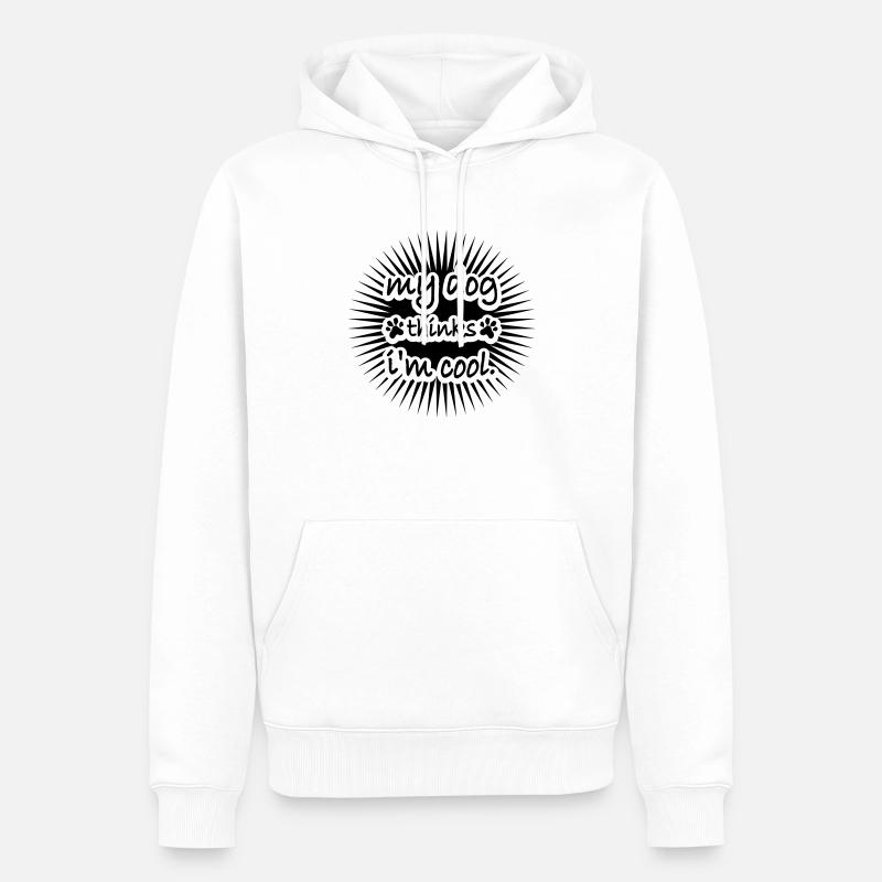 Dog thinks im cool - Männer Premium Bio Hoodie - Weiß