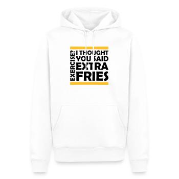 Exercise Extra Fries Zitat - Männer Premium Bio Hoodie - Weiß - Vorne - Nico (187cm)