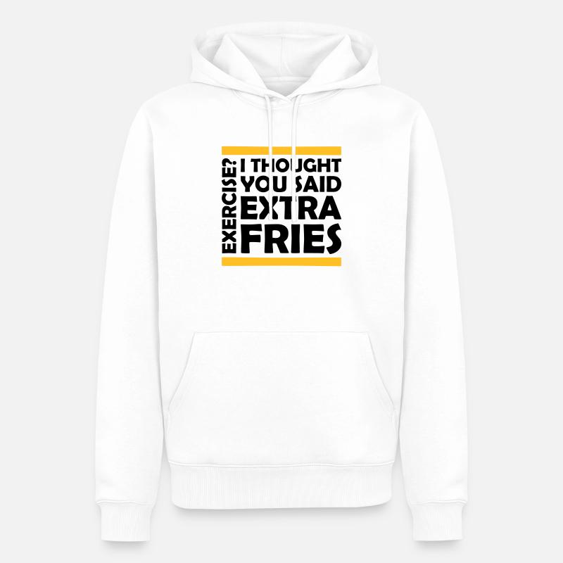 Exercise Extra Fries Zitat - Männer Premium Bio Hoodie - Weiß