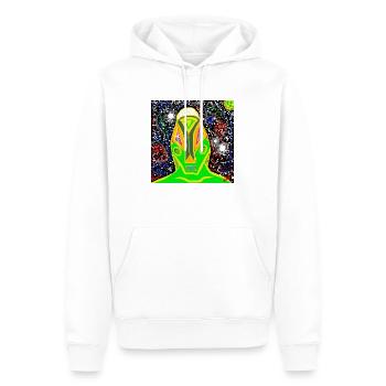BLAUÄUGIGER ALIEN - Männer Premium Bio Hoodie - Weiß - Vorne - Nico (187cm)