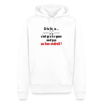 ne lis pas !! - Sweat à capuche Premium bio Homme - blanc - Devant - Nico (187cm)