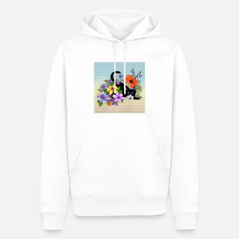 Chat - Sweat à capuche Premium bio Homme - blanc