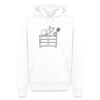 Vase à fleurs renversé sur un chat maléfique - Sweat à capuche Premium bio Homme - blanc - Devant - Nico (187cm)