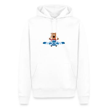 TEDDYBÄR - BÄR - TEDDY - FLUGZEUG - KIND - BABY - Männer Premium Bio Hoodie - Weiß - Vorne - Nico (187cm)
