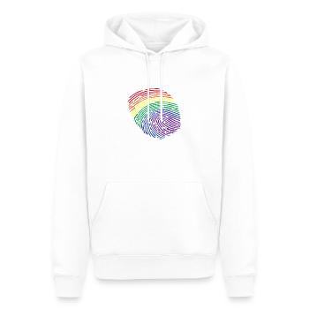 Empreinte digitale LGBTQ - Sweat à capuche Premium bio Homme - blanc - Devant - Nico (187cm)