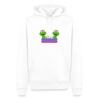 FRÖSCHE - POOL - PLANSCHBECKEN - FROSCH - LIEBE - Männer Premium Bio Hoodie - Weiß - Vorne - Nico (187cm)