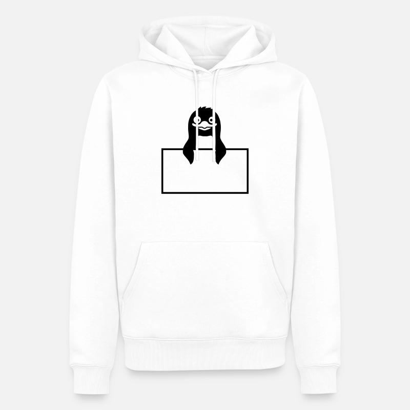 Schild Pinguin Text einfügen - Männer Premium Bio Hoodie - Weiß